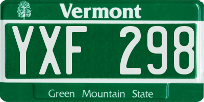 VT license plate YXF298