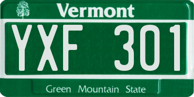 VT license plate YXF301