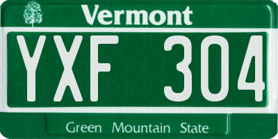 VT license plate YXF304