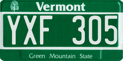 VT license plate YXF305