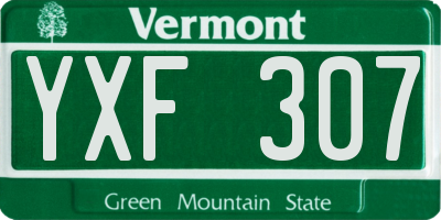 VT license plate YXF307