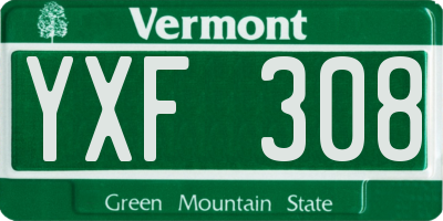 VT license plate YXF308