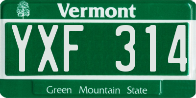 VT license plate YXF314