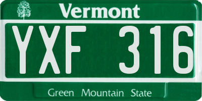 VT license plate YXF316