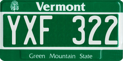 VT license plate YXF322