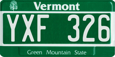 VT license plate YXF326