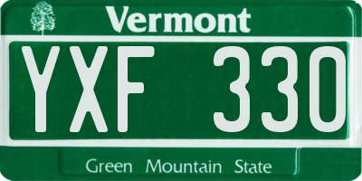 VT license plate YXF330