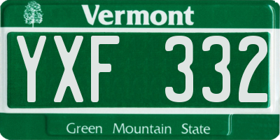 VT license plate YXF332
