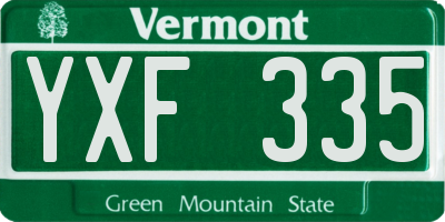 VT license plate YXF335