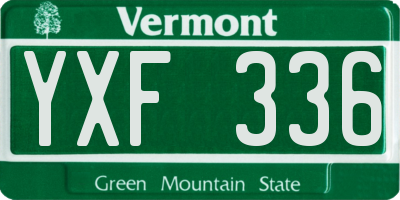 VT license plate YXF336