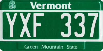 VT license plate YXF337