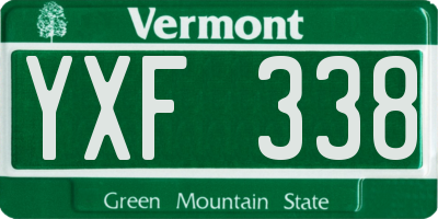 VT license plate YXF338