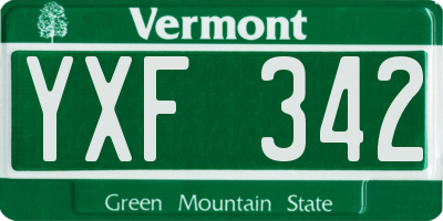VT license plate YXF342