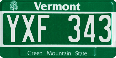 VT license plate YXF343