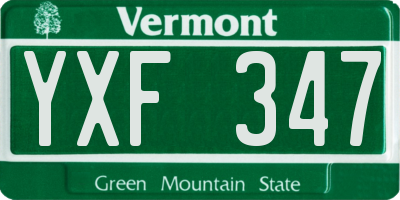 VT license plate YXF347
