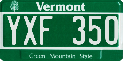 VT license plate YXF350