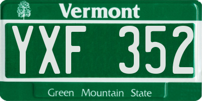 VT license plate YXF352