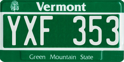 VT license plate YXF353