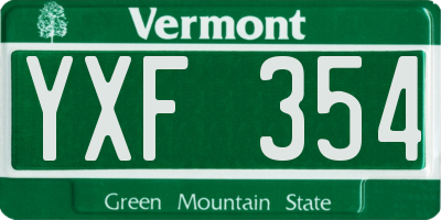 VT license plate YXF354