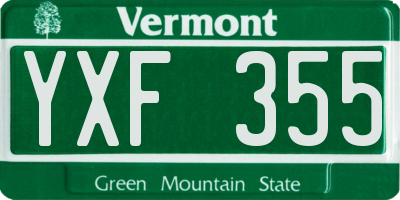 VT license plate YXF355