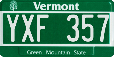 VT license plate YXF357