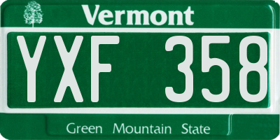 VT license plate YXF358