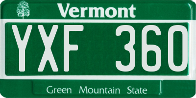VT license plate YXF360