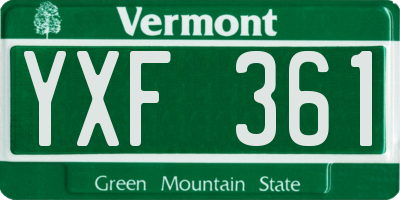 VT license plate YXF361