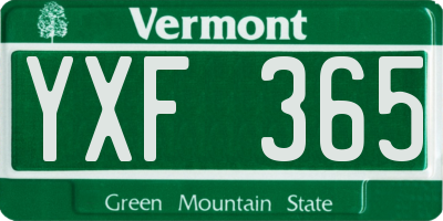 VT license plate YXF365