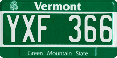 VT license plate YXF366