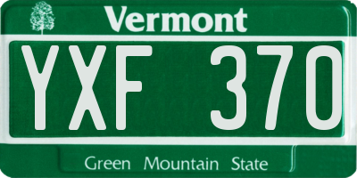 VT license plate YXF370