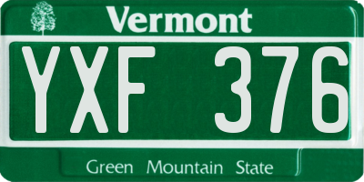 VT license plate YXF376