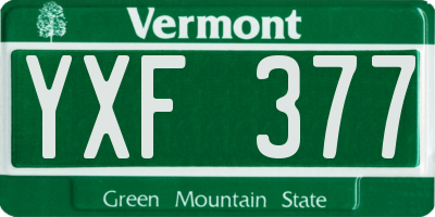 VT license plate YXF377