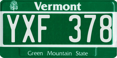 VT license plate YXF378
