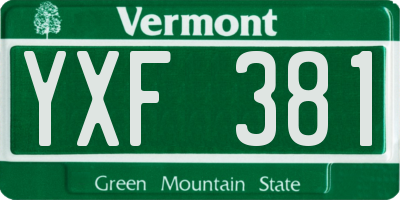 VT license plate YXF381