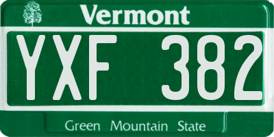 VT license plate YXF382