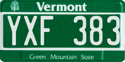VT license plate YXF383