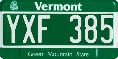 VT license plate YXF385