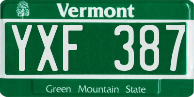 VT license plate YXF387
