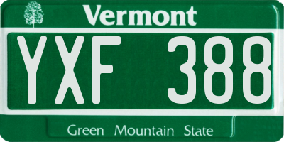 VT license plate YXF388