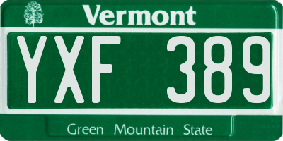 VT license plate YXF389