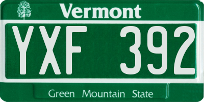 VT license plate YXF392