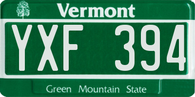 VT license plate YXF394