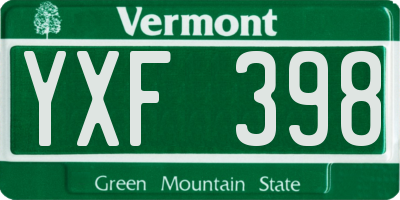 VT license plate YXF398