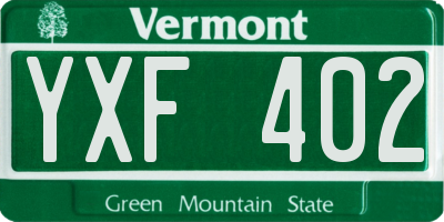 VT license plate YXF402