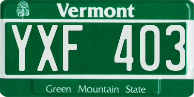 VT license plate YXF403