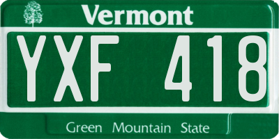 VT license plate YXF418