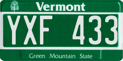 VT license plate YXF433
