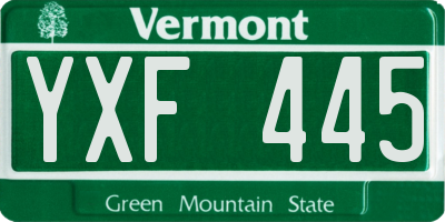 VT license plate YXF445