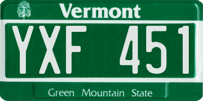 VT license plate YXF451